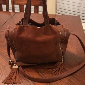 Tan fringe purse